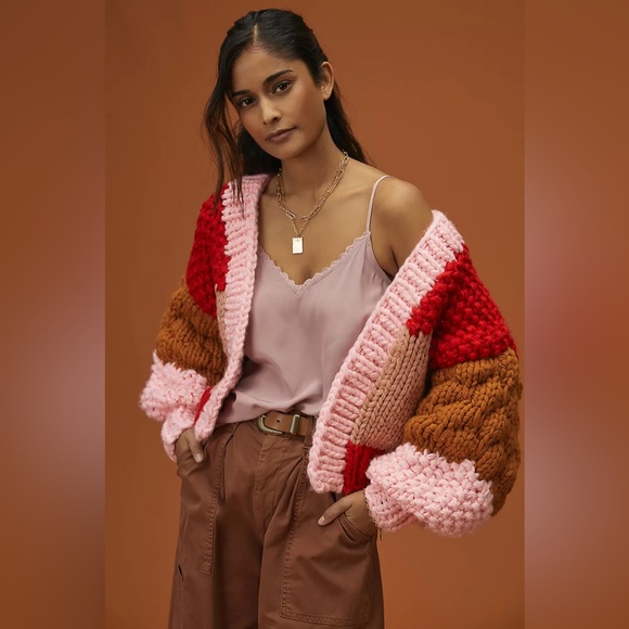 Anthropologie Vicky Knits Chunky Knit Cardigan (One Size) - NWT - Picture 1 of 8